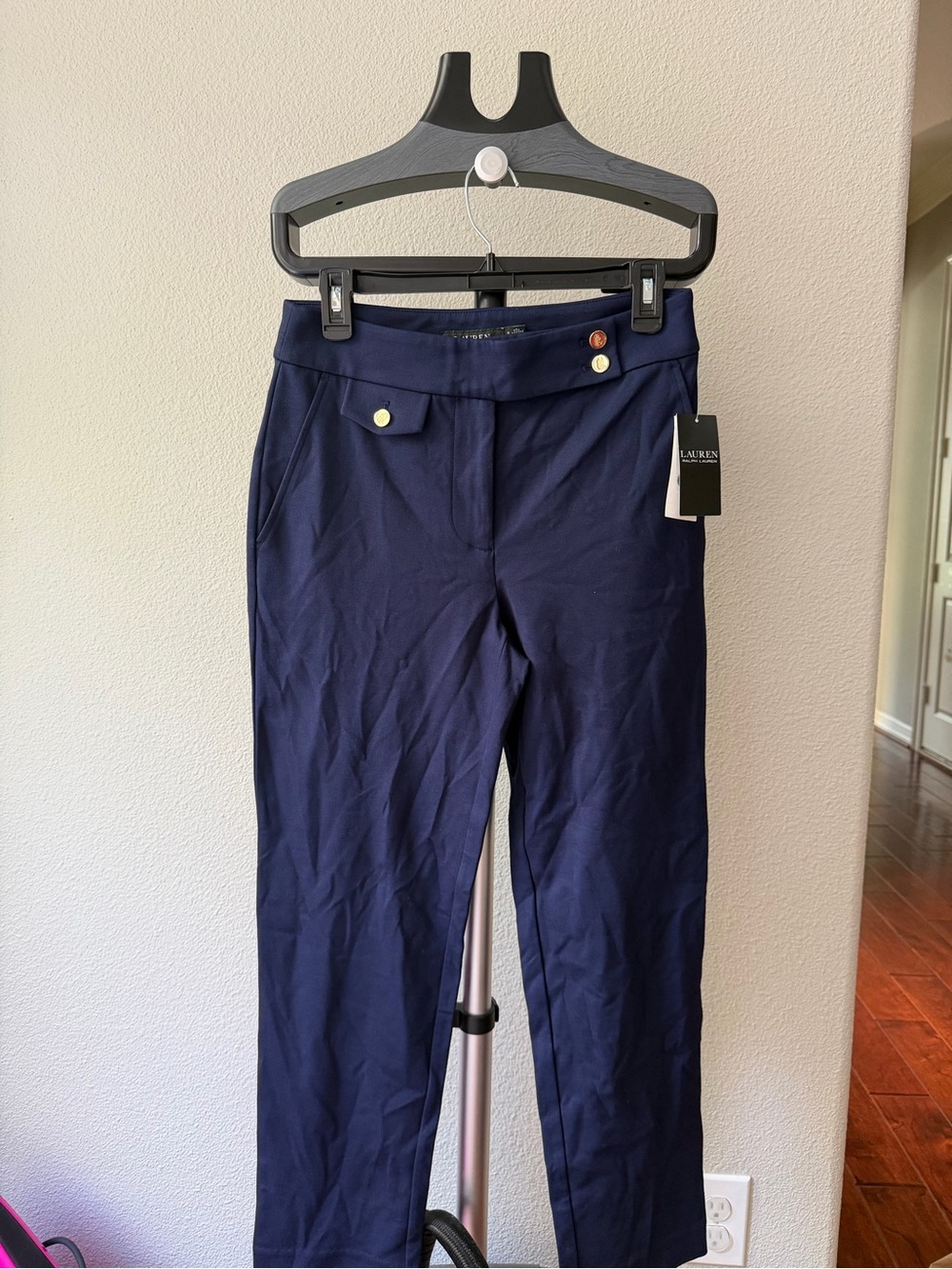 NWT Lauren Ralph Lauren Women’s Navy Ponte High-Rise Straight Ankle Pants Pocket